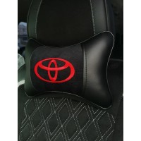 Подушка на подголовник Toyota (из экокожи c красной вышивкой)