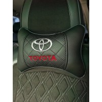 Подушка на подголовник TOYOTA (зеленая, из экокожи)