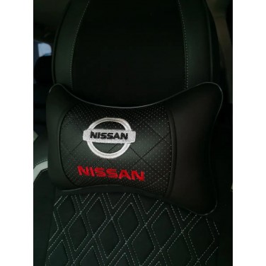 Подушка на подголовник NISSAN (черная, из экокожи)