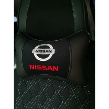 Подушка на подголовник NISSAN (из экокожи с черным велюром)