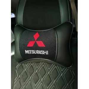 Подушка на подголовник MITSUBISHI (из экокожи с черным велюром)