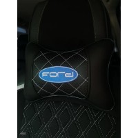 Подушка на подголовник FORD (из экокожи с белой прошивкой)
