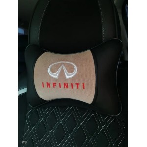 Подушка на подголовник INFINITI (из экокожи с бежевым велюром)