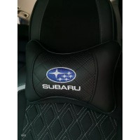 Подушка на подголовник SUBARU (черная, из экокожи)