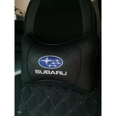 Подушка на подголовник SUBARU (черная, из экокожи)