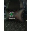 Подушка на подголовник Skoda (с красной прострочкой по черной экокоже)
