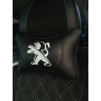 Подушка на подголовник PEUGEOT (из экокожи с черной вставкой)