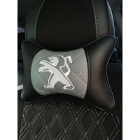 Подушка на подголовник PEUGEOT (из экокожи с серой вставкой)