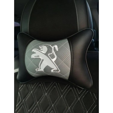 Подушка на подголовник PEUGEOT (из экокожи с серой вставкой)