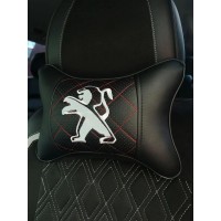 Подушка на подголовник PEUGEOT (с вышивкой и коричневой вставкой)