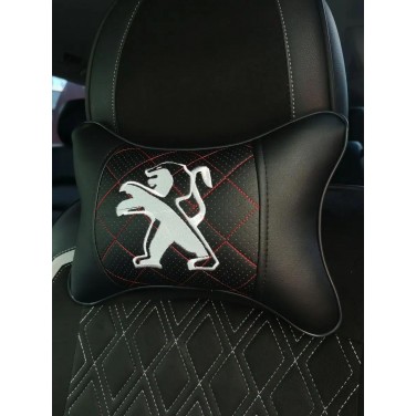 Подушка на подголовник PEUGEOT (с вышивкой и коричневой вставкой)