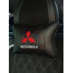 Подушка на подголовник MITSUBISHI (из экокожи с красной прострочкой)