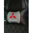 Подушка на подголовник MITSUBISHI (из экокожи с серой вставкой)