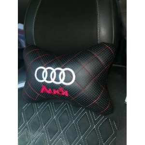 Подушка на подголовник AUDI (с вышивкой и красной прошивкой)
