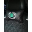 Подушка на подголовник Skoda (из экокожи с красной прошивкой)
