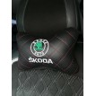 Подушка на подголовник Skoda (с вышивкой и красной прошивкой)
