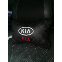 Подушка на подголовник KIA (черная с красной прострочкой)