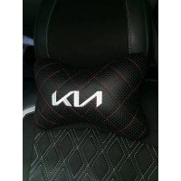 Подушка на подголовник KIA (из экокожи c белой вышивкой)