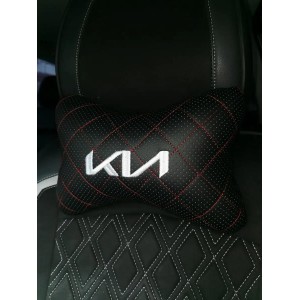 Подушка на подголовник KIA (из экокожи c белой вышивкой)