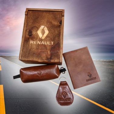 Подарочный набор Renault: обложка для автодокументов, брелок и ключница