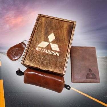 Подарочный набор Mitsubishi: обложка для автодокументов, брелок и ключница