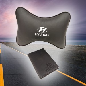Подарочный набор HYUNDAI: обложка для автодокументов и подушка на подголовник