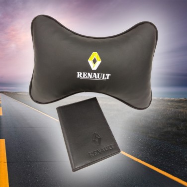Подарочный набор RENAULT: обложка для автодокументов и подушка на подголовник