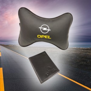 Подарочный набор OPEL: обложка для автодокументов и подушка на подголовник