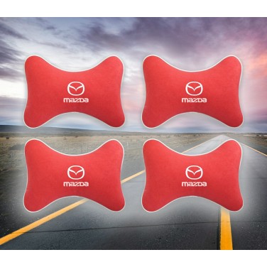 Комплект подушек на подголовник Mazda (из красного велюра)