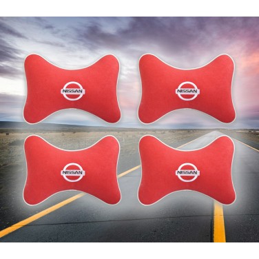 Комплект подушек на подголовник Nissan (из красного велюра)