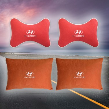 Подарочный комплект подушек Hyundai (из красного велюра)