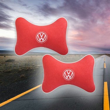 Малый комплект подушек на подголовник Volkswagen (из красного велюра)