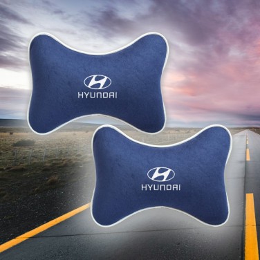 Малый комплект подушек на подголовник Hyundai (из синего велюра)