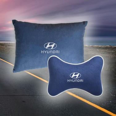 Малый подарочный комплект подушек Hyundai (из синего велюра)
