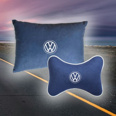 Малый подарочный комплект подушек Volkswagen (из синего велюра)