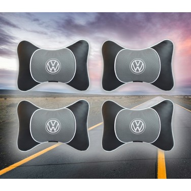 Большой комплект подушек на подголовник Volkswagen (из серой экокожи)