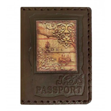 Обложка для паспорта Старинная карта (кожа)