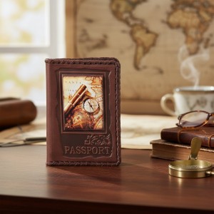 Обложка для паспорта Морские просторы (кожа)