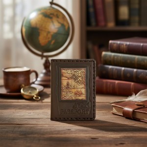 Обложка для паспорта Старинная карта (кожа)