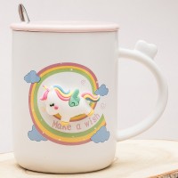 Кружка с крышкой Единорог на радуге