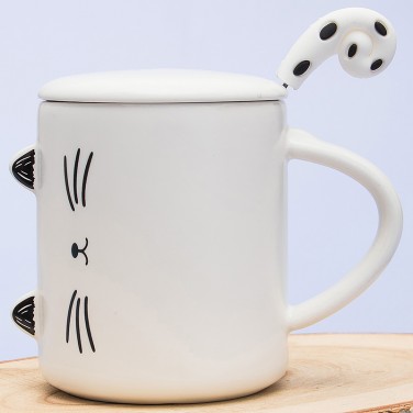 Кружка с крышкой Белый пушистик Кружка с крышкой Белый пушистик