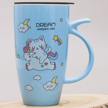 Кружка с крышкой Спящий котенок