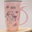 Кружка с крышкой Котенок на единороге