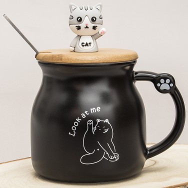 Кружка с крышкой Котик на крыше