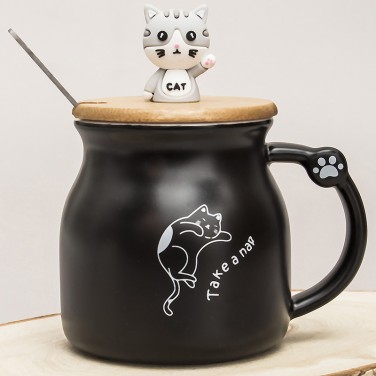 Кружка с крышкой Кот - шалун