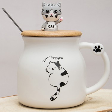 Кружка с крышкой Полосатый котик