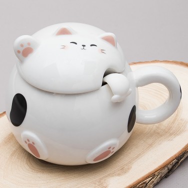 Кружка с крышкой Счастливый пушистик