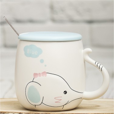 Кружка с крышкой Голубой слоненок