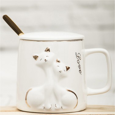 Кружка с крышкой Влюбленные котики