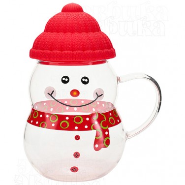 Кружка с крышкой Яркий снеговик